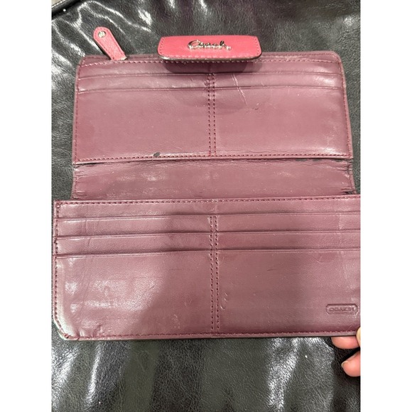 Coach Pink Leather Wallet Clutch Snap Closure Organizer Card Holder - Picture 4 of 6